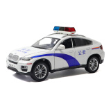 彩珀（CAIPO）1:26合金模型白色宝马X6警车公安110警察车声光开门儿童玩具男孩 1:26宝马X6警车【声光】-白色