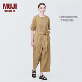 无印良品（MUJI）女式  麻混 弹力 连体裤 裤子女款 连体衣 女装 汉麻 BC2J9C4S 米色 M (160/84A)