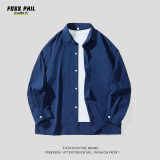 Foss Phil长袖衬衫男士春秋季港风休闲衬衣打底衫外套宽松上衣7304深蓝L