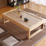 百裕达 实木榻榻米茶桌子小茶几日式矮桌简约飘窗茶几禅意炕桌矮茶道 原木色【长100*宽55*高30cm】