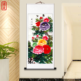 进美 纯手工绘画牡丹国画花鸟画国花水墨画花开富贵中式卷轴挂画竖幅 花开富贵-国色 装裱后尺寸170*70CM