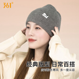 361°帽子女冬季保暖毛线帽情侣户外骑行包头帽防寒防风针织帽 灰