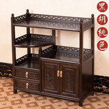 斋藏居茶柜茶水柜实木储物柜客厅置物架沙发边柜小型餐边柜酒柜茶台边柜 C歀黑胡桃色（80*35*88)无需安装