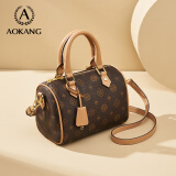 奥康（Aokang）包包女款2025年经典时尚手提包复古印花波士顿包百搭斜挎包 咖啡色