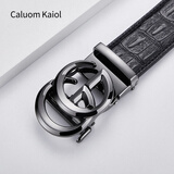 Caluom Kaiol皮带男自动扣真皮男士腰带鳄鱼纹纯牛皮裤带高档生日礼物送男友 【专柜礼盒】8016百搭枪色 115cm 115-130cm随机