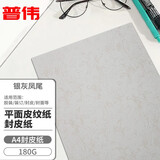 普伟A4平面皮纹纸 封皮纸 胶装机装订机仿皮纹纸 标书文件合同封面纸 云彩纸 银灰凤尾 180g/100张 A4