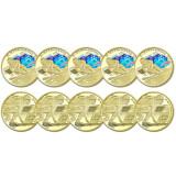 【藏邮】冬奥会纪念币 中国2022年北京冬季奥运会5元纪念币 首枚彩色普通流通纪念币硬币 5对10枚