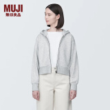 无印良品 MUJI 女式 紧密编织拉链衫女外套春秋款连帽卫衣短款新款 浅灰色 S(155/80A)