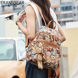 小熊依恋双肩包布艺学生书包短途旅行背包大容量隔层轻便女背包圣诞礼物