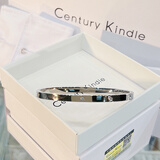 CENTURY& KINDLE轻奢高级感满天星情侣手镯刻字男女简约带钻钛钢玫瑰金色开口手镯 【白金色】窄版手镯小号