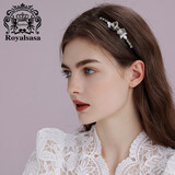 Royal sasa皇家莎莎发饰日韩国版头饰发箍头箍发卡头花人造水晶丝缎花朵饰品 优雅灰607016
