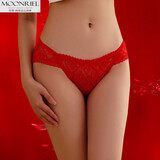 梦瑞尔3条礼盒装本命年大红女士内裤内裆棉质 性感蕾丝低腰三角裤头礼物 i818款一：红色+红色+红色 3条 L 建议90-110斤