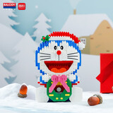贝乐迪女生礼物哆啦A梦积木拼装玩具叮当猫蓝胖子男女孩圣诞节生日礼物 16302圣诞驯鹿1085颗粒+起件器