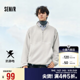 森马（Semir）卫衣男抗静电宝丽绒2024冬季绒感保暖内搭半开襟百搭109724116101