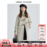 VEGA CHANG牛角扣呢子大衣女冬2024年学院风加厚毛呢大衣 燕麦色（小个子女生推荐） XS