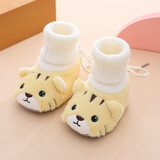 趣尔熊0-6-12月男女宝宝步前防滑婴儿鞋软底0-1岁学步鞋秋冬加绒不掉鞋 淘气虎黄色 加绒 布底 12 【内长12cm】 6-9个月参考