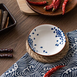 神田 日式陶瓷家用碟子日本味碟小吃碟醋碟酱油碟子 进口餐具套装 落樱流 3.75寸