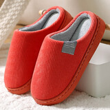 帅貅棉拖鞋女冬季厚底情侣可爱韩版学生宿舍家居防滑室内拖鞋月子鞋 灯芯绒橘色 36-37 （适合35-36）