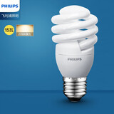 飞利浦（PHILIPS）螺旋节能灯泡荧光灯源全螺旋螺口灯泡家用螺口灯泡照明节能灯 E27大螺口15W 黄光