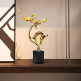 尊奈尔高级艺术摆件轻奢礼物现代客厅大件工艺品装饰品玄关时尚礼物 招财金鹿-小号橙色