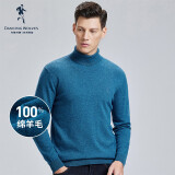 与狼共舞羊毛衫男高领毛衣冬款时尚百搭保暖100%羊毛针织衫男 119孔雀蓝 L 175