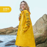 琴飞曼雨衣雨衣时尚长款外套电动车防水户外潮旅游徒步成人男风雨衣骑行雨披 金黄色-女款 XL