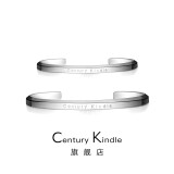 century kindle小ck系列情侣手镯一对 玫瑰金经典素圈男女手镯 开口可调节情侣款 【白金色】经典手镯一对 大号手围【15.5-20cm】