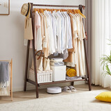 艺柳园 实木衣帽架家用落地衣架简约可折叠挂立式衣衣杆简易挂衣服架子 单层折叠栅栏款1.2米榉木胡桃色