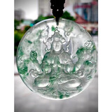 玉施冰种翡翠玉吊坠阳绿观音佛公玻璃种龙牌飘花貔貅缅甸A货玉石翡翠 已联系客服选货，尾款4000