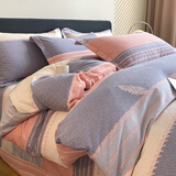 雅鹿家纺简约磨毛纯棉四件套100全棉床上用品冬季加厚床单被套宿舍4 海森LTT 1.8m 床单款 四件套(被套2x2.3)