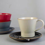 和风四季 北欧素烧哑光釉纯色陶瓷杯子水杯马克杯早餐杯办公室水杯牛奶杯 米色马克杯（340ml)单个