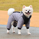 SLPC狗狗衣服冬天保暖中小型犬加厚四脚狗棉衣泰迪柯基小狗幼犬冲锋衣 灰 2XL（适合约16-20斤）