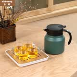 创颐 白茶闷茶壶家用保温壶316不锈钢焖茶壶茶水分离闷泡壶泡茶壶套装 闷茶壶绿+小方盘+4把杯