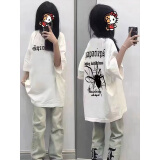 迪伽达vintage美式蜘蛛印花短袖t恤男女款春夏季高街潮牌痞帅情侣上衣 JXFS-A1023白色 M