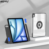 zoyu iPad Air7保护套11英寸适用苹果2025款13平板M3芯片Air6/5保护壳2024全包防弯带笔槽磁吸拆分硬壳 尊贵黑 2025/2024款Air7/6【11英寸】