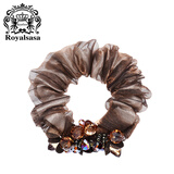 Royal sasa新年礼物发饰绢纱头花水晶盘发丸子头头绳马尾辫皮筋大肠发圈