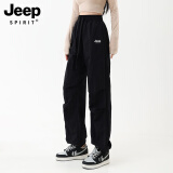 JEEP SPIRIT冲锋裤女2024新款春秋季户外防风防水速干伞兵登山裤休闲长裤 女款-黑色 M