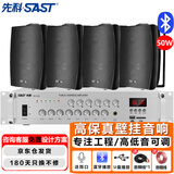 先科（SAST）DW60壁挂式音响套装60W音箱喇叭300W功放店铺商用超市会议舞蹈室家用餐厅广播背景音乐6英寸一拖四