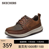 斯凯奇（Skechers）皮鞋男商务休闲鞋百搭简约秋软底男鞋棕色65869 CDB/深棕色 40