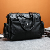 KINGSGEAR手提旅行包男运动健身包单肩商务行李包防水面料出差包行李袋 经典黑