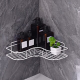 柏苑 免打孔卫生间置物架墙上壁挂厨房浴室洗手间收纳架卧室储物架 白 三角架