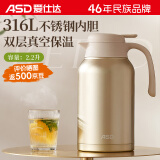 爱仕达（ASD）保温壶大容量家用暖水壶保温瓶316不锈钢2.2L热水壶RWS22P13WG-G