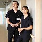 ANNO安诺/ANNO 洗手服刷手衣男女衣服手术护士服短袖衣 可定制印花绣 黑蓝色 L