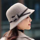7PM羊毛呢中老年妈妈帽子女秋冬季帽子盆帽老年人奶奶呢子春秋礼帽女 卡其 56-59cm(可调节)可调节