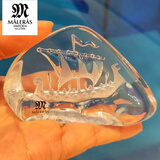 MALERAS瑞典进口工艺帆船摆件创意一帆风顺桌面酒柜高级摆件商务祝福礼物 透明 帆船-小号【80*50mm】