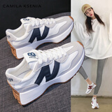 CAMILA KSENIA官网爆款阿甘鞋女2025新款时尚春季小蛮腰女鞋休闲运动鞋老爹鞋子 蓝色 37
