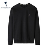 与狼共舞【高棉柔软】简约刺绣百搭休闲套头长袖男士卫衣 001黑色 175 