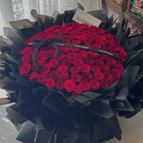来一客情人节鲜花99朵红玫瑰花束生日礼物表白求婚全国同城配送 99朵红玫瑰花束黑纱包装