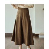 茵曼（INMAN）羊毛呢半身裙2025春秋女装新款小个子百褶A字裙子 咖啡色 S