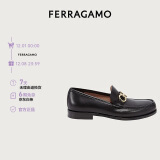 菲拉格慕（Ferragamo）男士黑色Gancini扣饰莫卡辛鞋 0712557_3E _95 /45码礼物 送男友